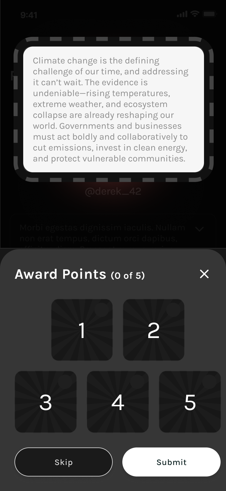 Award Points scoring modal