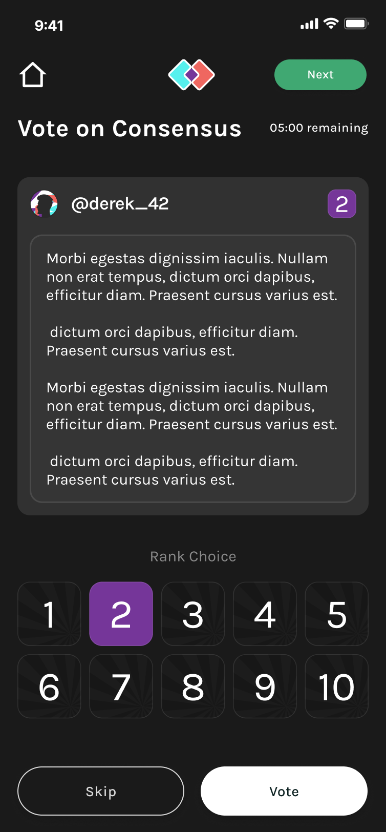 Vote on consensus